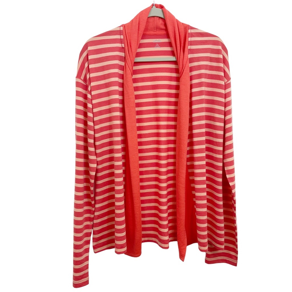 Icebreaker Villa Wrap Womens L Cardigan Merino Wool Orange Stripe